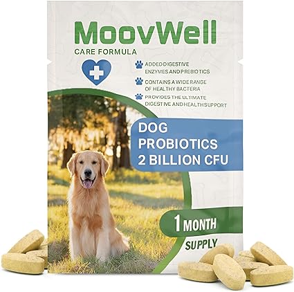 MoovWell Dog Probiotic Supplement - Probiotic Tablets Suitable for Dogs Of All Ages & Sizes